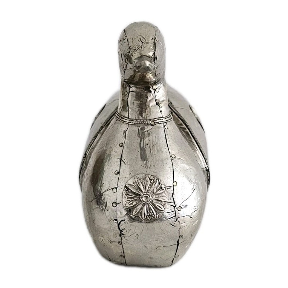 Vintage Silver Metal Over Wood Duck Decoy Figurine Folk Art Decorative Bird - Picture 4 of 16